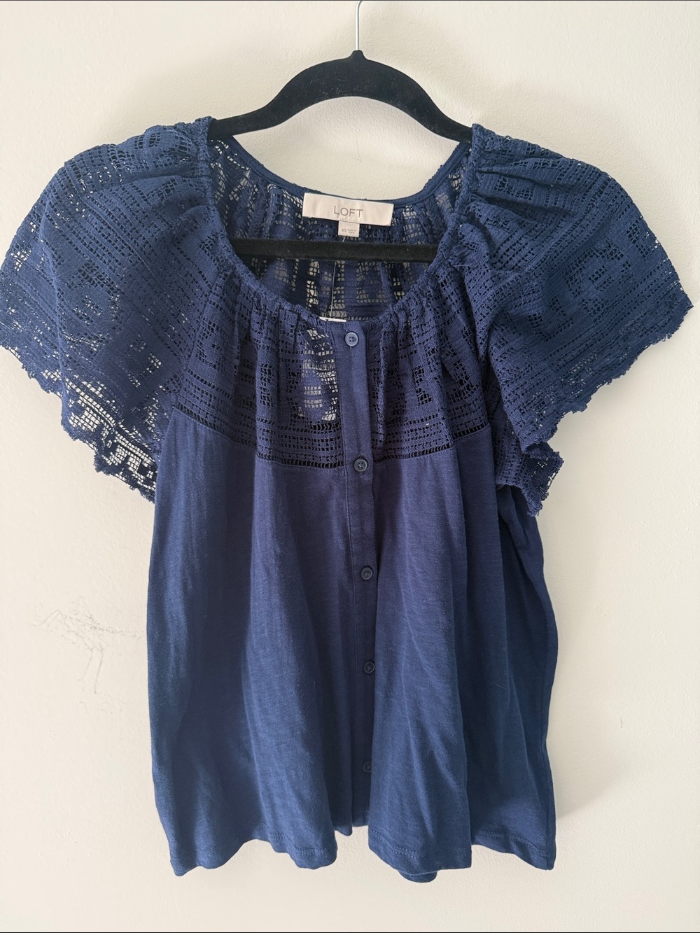 NWT Loft Lace Top Button Front Top